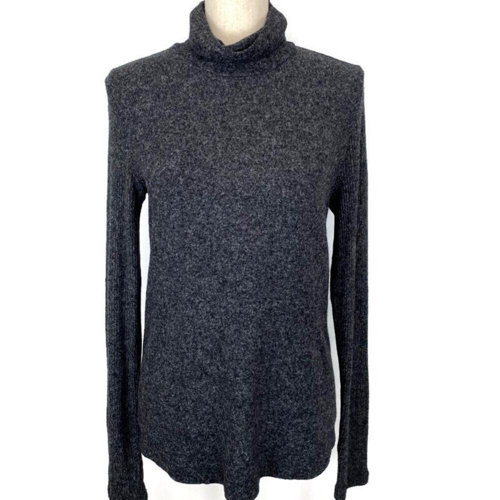 Anthropologie Saturday Sunday Sweater Brushed Fleece Gray Turtleneck Womens Med